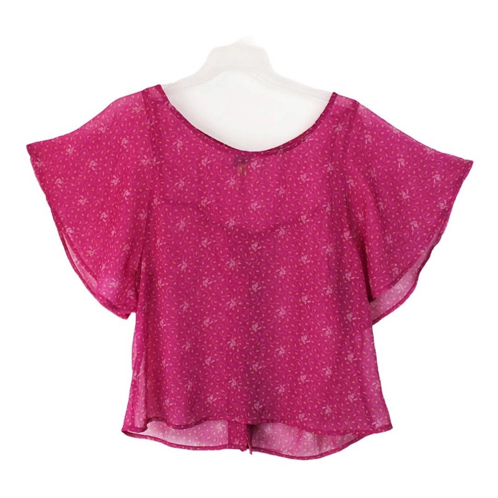 Women's Southern Threads Flutter Sleeve Blouse, Pink, White, Yellow, Size Large